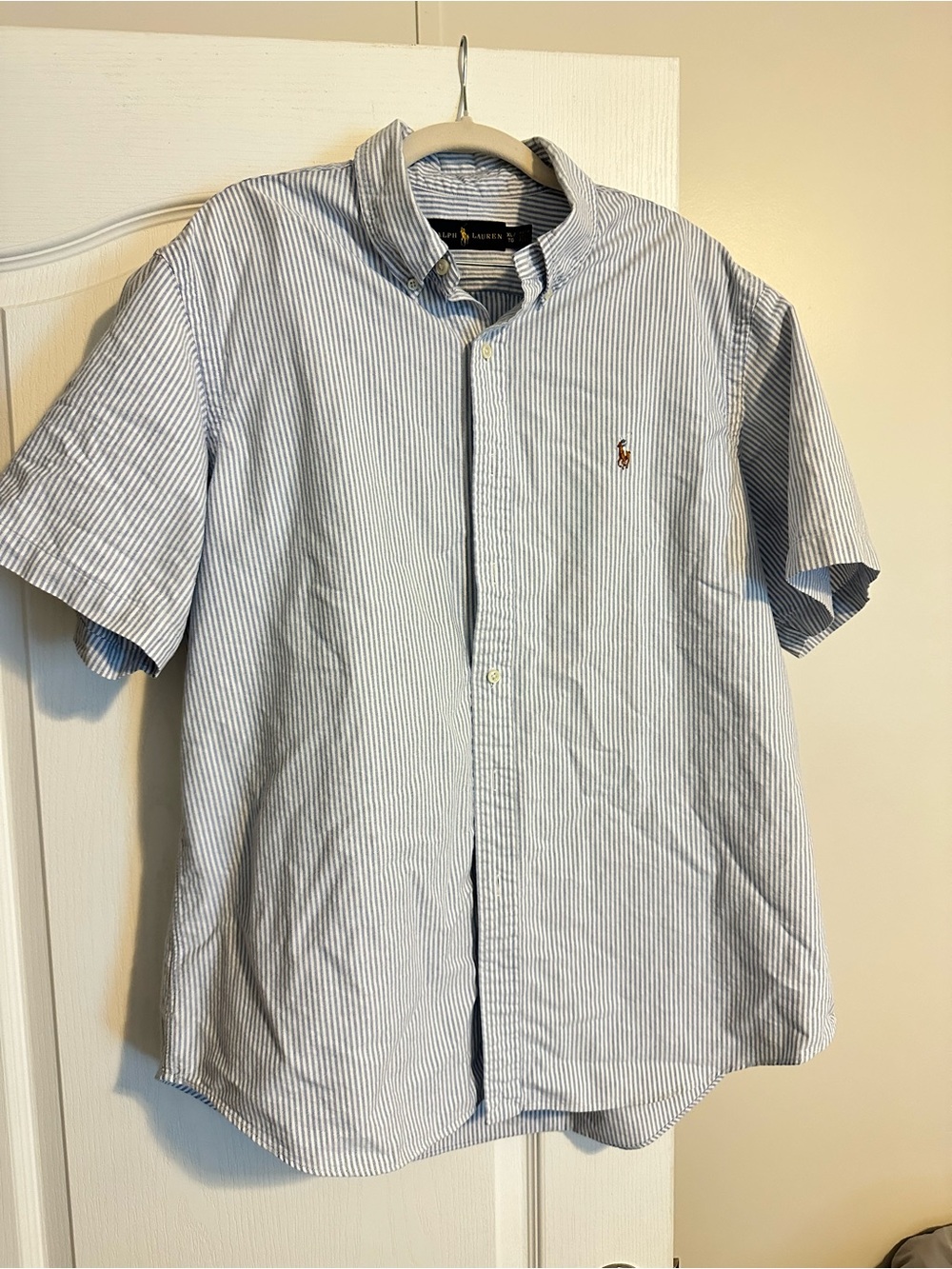 Polo by Ralph Lauren Light Blue & White Striped Short-Sleeve Button-Down Shirt
